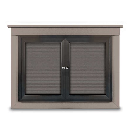 United Visual Products 60"x36" 2-Door Enclosed Letterboard, Green Felt/Walnut UV2625O-WALNUT-GREEN
